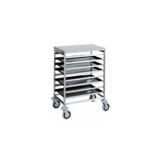 STAINLESS STEEL PASTRY TRAY TROLLEY - 8 TRAYS 80 x 60 cm OR 16 TRAYS 60 x 40 cm