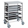 STAINLESS STEEL PASTRY TRAY TROLLEY - 8 TRAYS 80 x 60 cm OR 16 TRAYS 60 x 40 cm