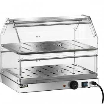 VITRINE CHAUFFANTE EN ACIER INOXYDABLE À 2 NIVEAUX