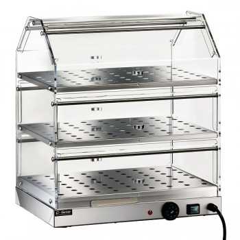 VITRINE CHAUFFANTE EN ACIER INOXYDABLE À 3 NIVEAUX
