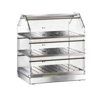 VITRINE NEUTRE À 3 NIVEAUX EN ACIER INOXYDABLE