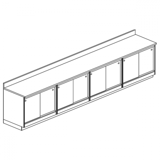 COMPTOIR DE BAR NEUTRE AVEC PORTES COULISSANTES - L 400 cm