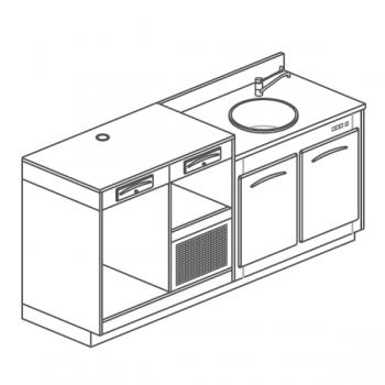 MACHINE À CAFÉ ET ÉVIER - L.200 cm
