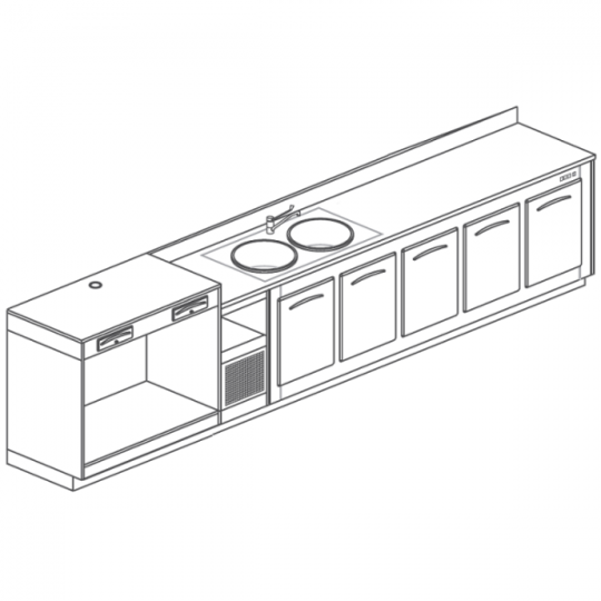 PIANO MACCHINA CAFFE\' E LAVELLO - L.400 cm