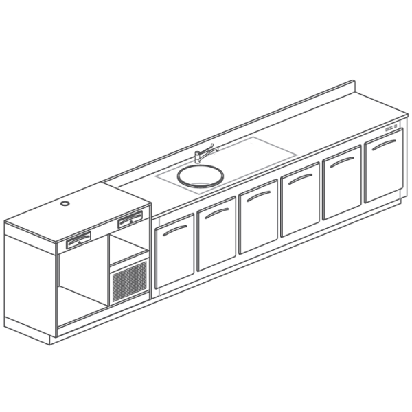 PLATEAU ET ÉVIER POUR MACHINE À CAFÉ - L.400 cm