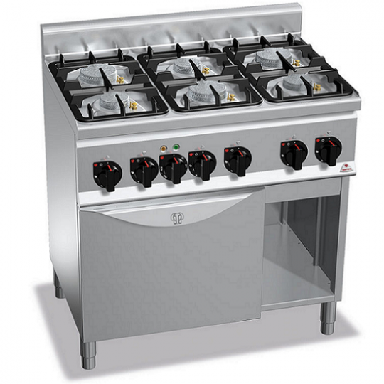 CUISINIÈRE À GAZ 6 FEUX SUR FOUR ÉLECTRIQUE 1/1 - ECO POWER - SÉRIE 60