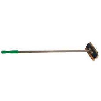 BROSSE DOUBLE EN ACIER INOXYDABLE/LAITON AVEC GRATTOIR - 110 cm