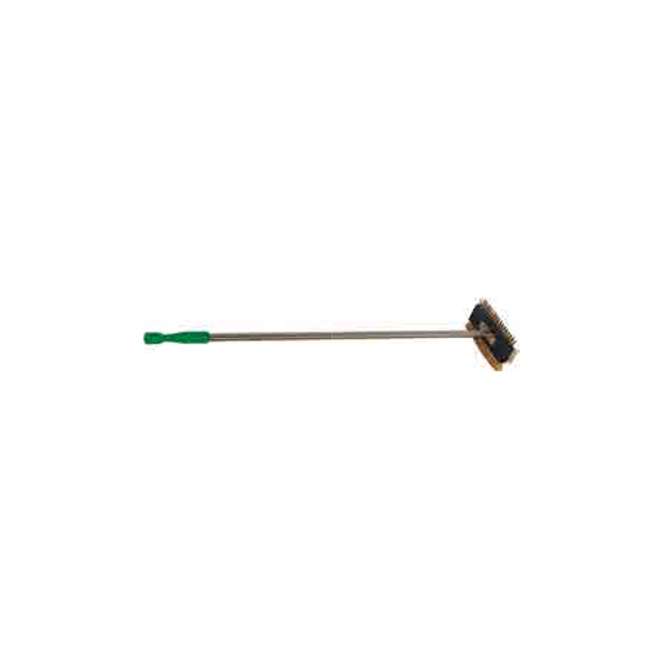 BROSSE DOUBLE EN ACIER INOXYDABLE/LAITON AVEC GRATTOIR - 110 cm