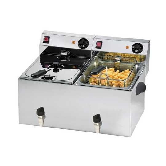 FRIGGITRICE ELETTRICA 8+8 LITRI CON RUBINETTO DI SCARICO