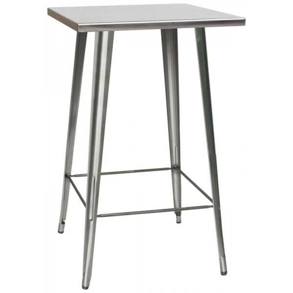 TABLE Structure en métal verni transparent L 65 x P 65 x H 107 cm. Modèle 1267