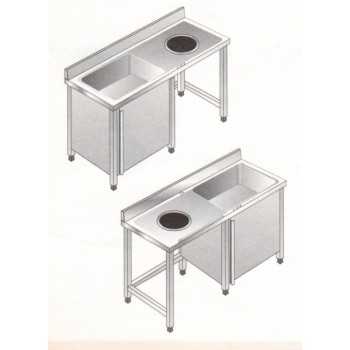 ÉVIER SUR PLACARD EN ACIER INOXYDABLE AVEC MEUBLE DE DÉGAGEMENT 1 BAC PROFONDEUR 70 CM