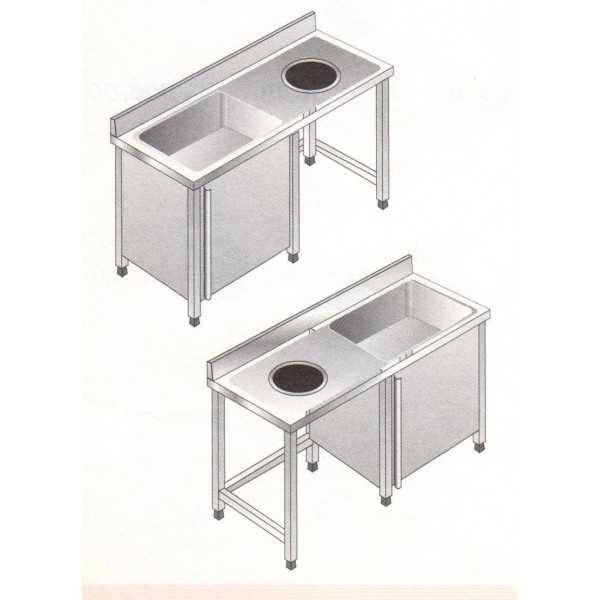 ÉVIER SUR PLACARD EN ACIER INOXYDABLE AVEC MEUBLE DE DÉGAGEMENT 1 BAC PROFONDEUR 70 CM