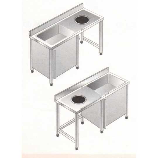 ÉVIER SUR PLACARD EN ACIER INOXYDABLE AVEC MEUBLE DE DÉGAGEMENT 1 BAC PROFONDEUR 70 CM