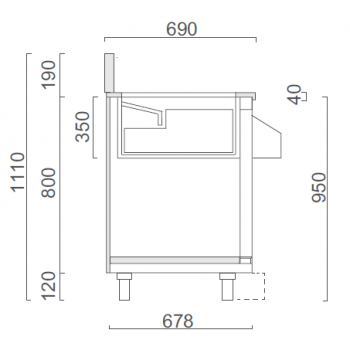POSTE DE TRAVAIL À COCKTAIL ENCASTRÉ SUR ARMOIRE EN ACIER INOXYDABLE