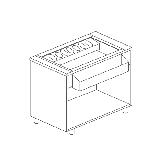 POSTE DE TRAVAIL À COCKTAIL ENCASTRÉ SUR ARMOIRE EN ACIER INOXYDABLE