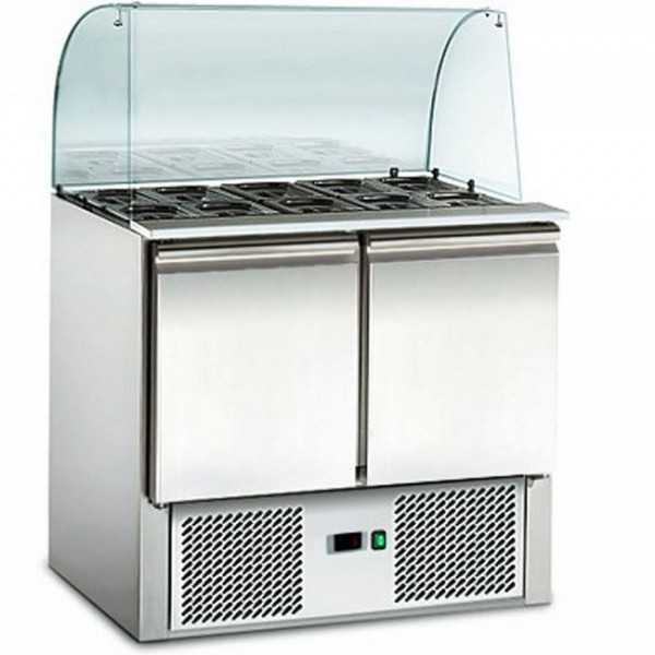 SALADETTE 2 PORTES AVEC VERRE INCURVÉ, CONÇUE POUR LES CONTENANTS GASTRONORMES