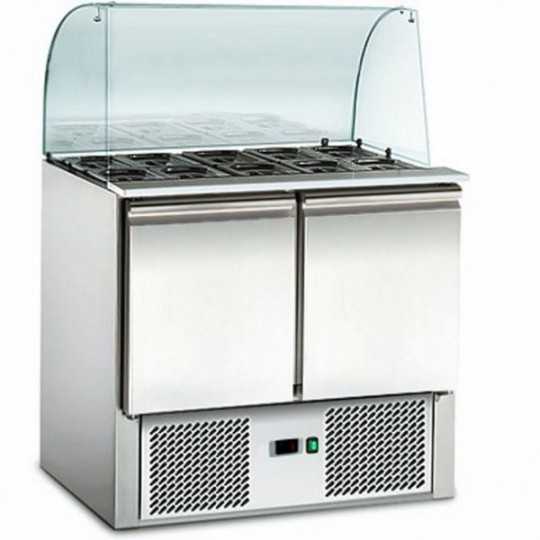 SALADETTE 2 PORTES AVEC VERRE INCURVÉ, CONÇUE POUR LES CONTENANTS GASTRONORMES