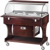 CARRELLO REFRIGERATO IN LEGNO CON CUPOLA IN PLEXIGLASS E RIPIANO SUPERIORE - CAPACITA\' : 3 VASCHE GN 1/1 - L.148 x P.90 x H.126