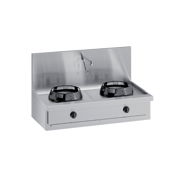 CUISINIÈRE WOK DE COMPTOIR AVEC ROBINET À LEVIER ET CANAL ARRIÈRE