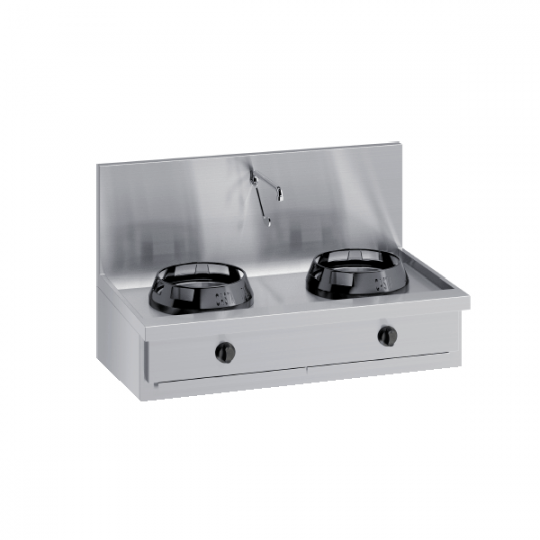 CUISINIÈRE WOK DE COMPTOIR AVEC ROBINET À LEVIER ET CANAL ARRIÈRE