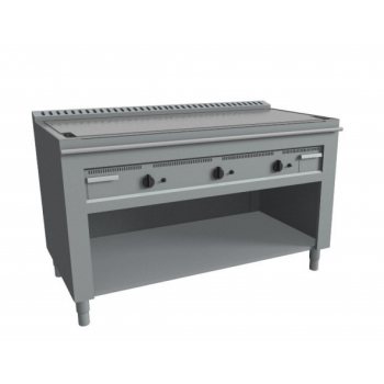 TEPPANYAKI À GAZ SUR ARMOIRE AVEC CANAL PÉRIMÉTRIQUE - PLAQUE CHROMÉE