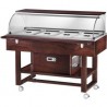 CARRELLO REFRIGERATO IN LEGNO CON CUPOLA IN PLEXIGLASS E RIPIANO SUPERIORE - CAPACITA\' : 4 VASCHE GN 1/1 - L.111 x P.90 x H.126