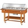 CHARIOT CHAUFFANT BAIN-MARIE AVEC DÔME EN PLEXIGLAS - CAPACITÉ : 4 BAC GN 1/1 - L.148 x P.112 x H.125 cm