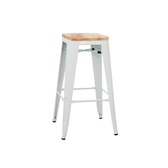 Sgabello in metallo verniciato con seduta in legno Modello 1082