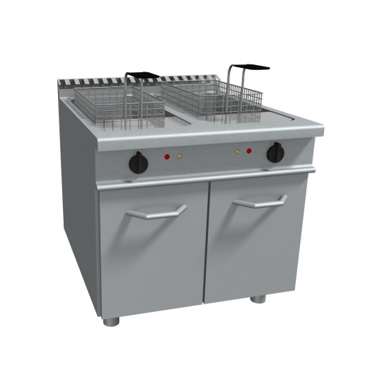 FRITEUSE ÉLECTRIQUE À DEUX CUVES SUR MEUBLE - 17 + 17 Lt