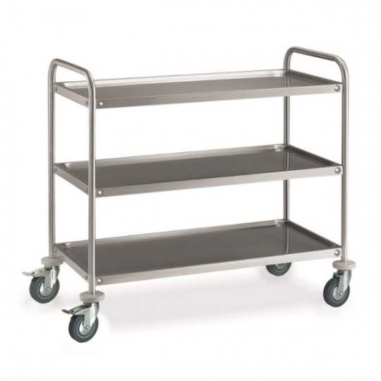 CARRELLO DA SERVIZIO IN ACCIAIO INOX A 3 PIANI