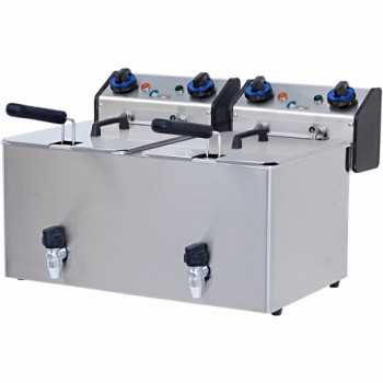 FRITEUSE ÉLECTRIQUE 8 + 8 LT AVEC ROBINET DE VIDANGE
