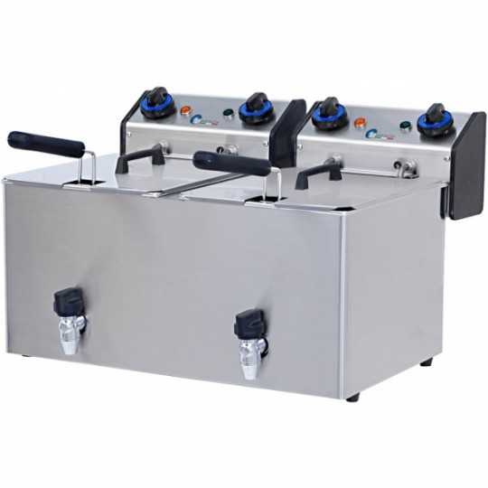 FRITEUSE ÉLECTRIQUE 8 + 8 LT AVEC ROBINET DE VIDANGE