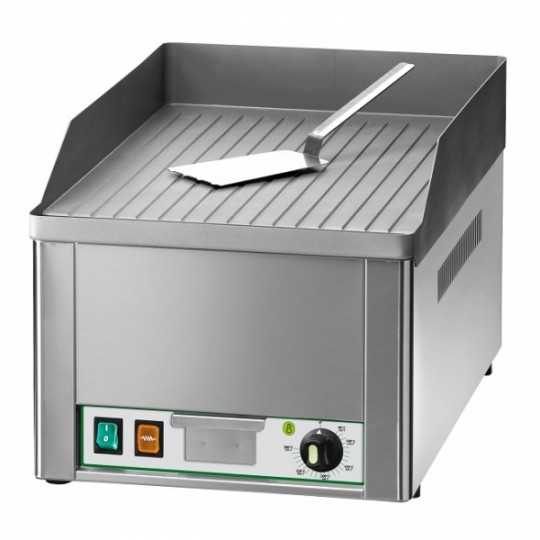 Plaque de cuisson électrique avec plaque nervurée chromée pour plan de travail