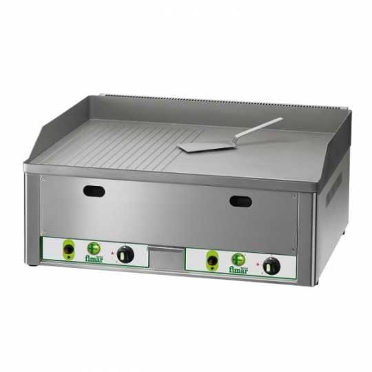 Plaque de cuisson à gaz de comptoir avec plaque mixte chromée