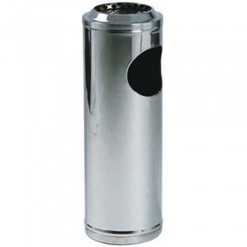 Poubelle à papier avec cendrier et couvercle en maille chromée