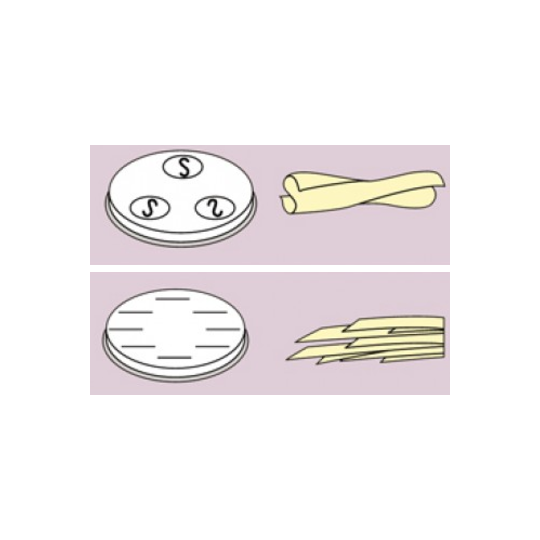 Dies for fresh pasta in various sizes in brass-bronze alloy