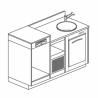 BANCO REFRIGERATO CON 1 VANO, PIANO MACCHINA CAFFÈ E LAVELLO - L.150 cm