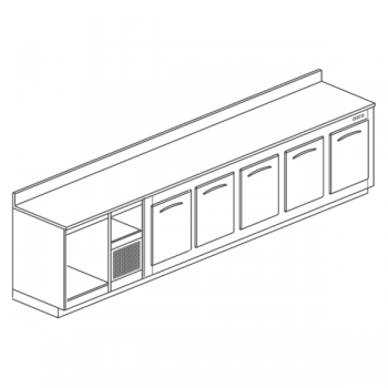 Refrigerated bar counter with 5 doors length 350 cm