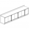 Rear bar counter with sliding doors length 350 cm