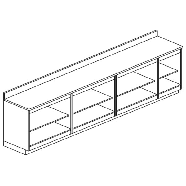 Rear bar counter with open base length 350 cm