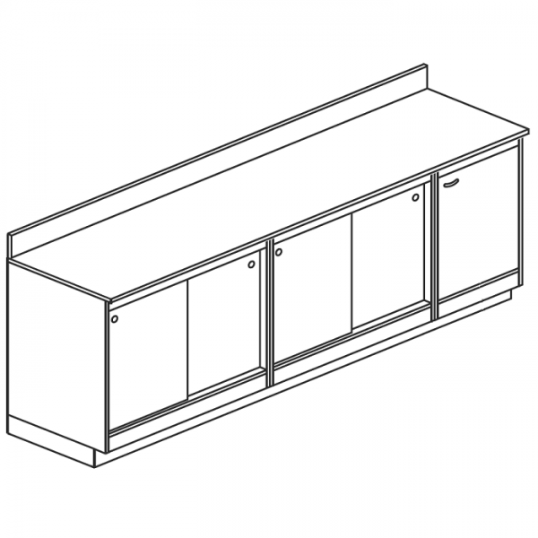 COMPTOIR DE BAR NEUTRE AVEC PORTES COULISSANTES - L 250 cm