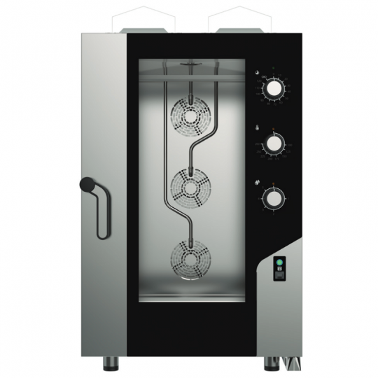 FOUR ÉLECTROMÉCANIQUE COMBINÉ À GAZ AVEC CONVECTION ET VAPEUR, 11 PLAQUES GN 1/1