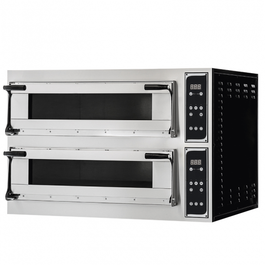 Twin deck digital electric pizza oven for 60x40 cm pans with glass doors
