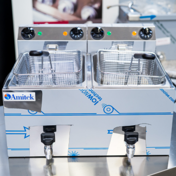 Countertop twin tank electric fryer 6 + 6 litres with drain tap