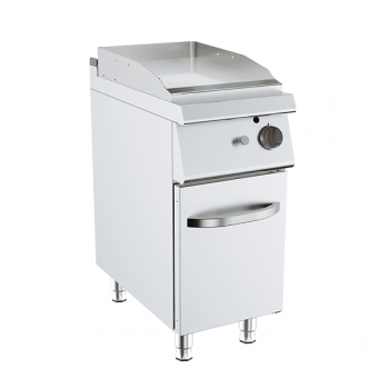 Fry top a gas piastra liscia su vano con anta - L.40 x P.73 x H.90 cm - Potenza 6 kW