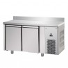 TAVOLO REFRIGERATO GN 1/1 A BASSA TEMPERATURA CON 2 PORTE E PIANO IN ACCIAIO INOX CON ALZATINA 100 MM