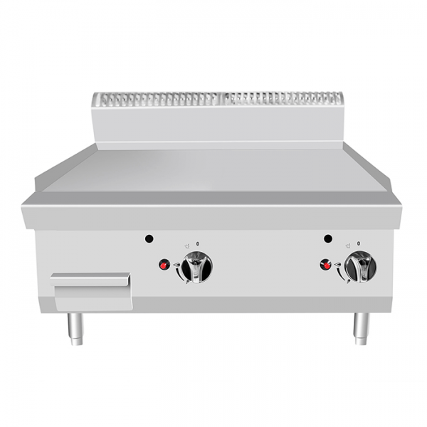 SMOOTH GAS GRIDDLE WITH DOUBLE COUNTER PLATE DEPTH 70 CM