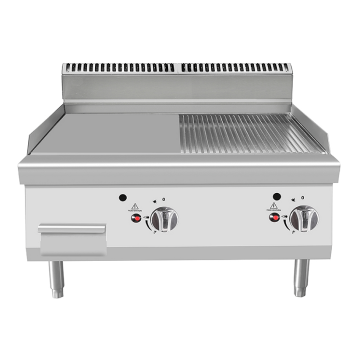 FRY TOP LISCIO A GAS CON PIASTRA MISTA DA BANCO PROFONDITÀ 70 CM