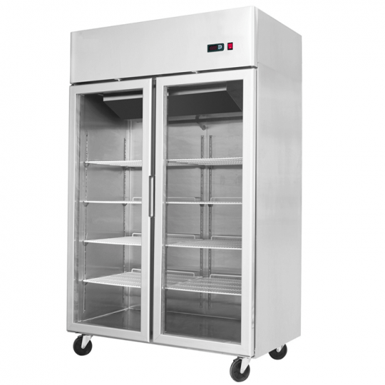 POSITIVE REFRIGERATOR CABINET WITH TWO GLASS DOORS 900 LITERS, 0°/+8° C