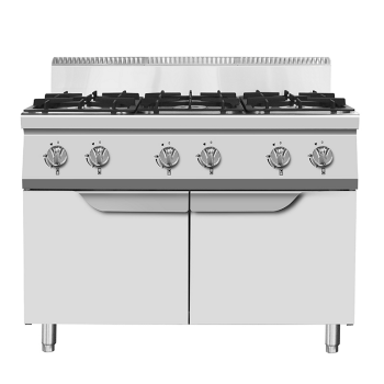 CUCINA A GAS 6 FUOCHI SU VANO PROFONDITÀ 70 CM, POTENZA 42 KW